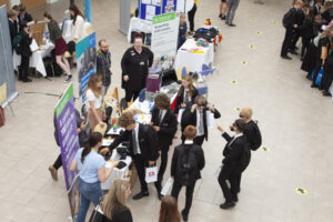 Year 8 students within the main exhibition space